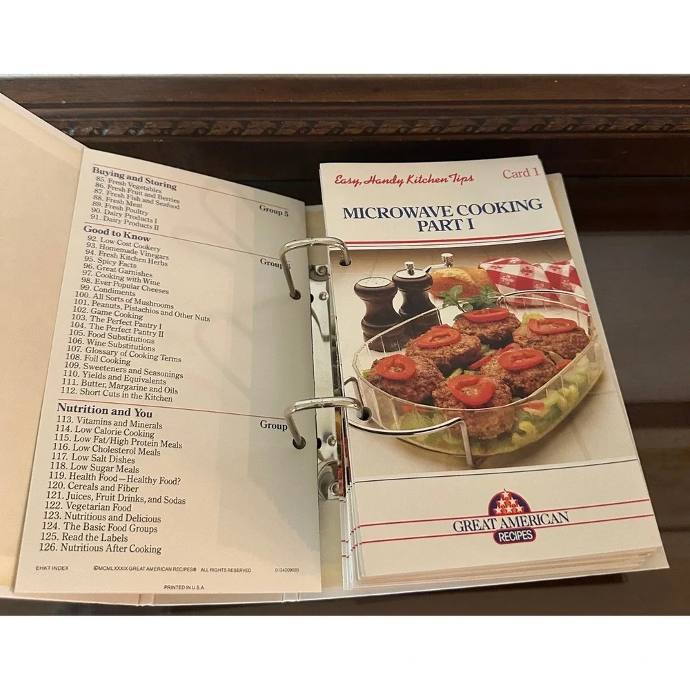 Great‎ American Recipes Easy Handy Kitchen Tips Vintage 1989 Recipe Card Binder